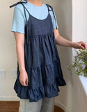 Yubun Denim Tiered Sleeveless Layered One Piece
