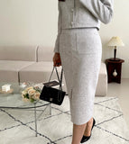 Serzel Tweed Slit Skirt