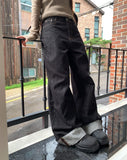 American Made Non-Fade Roll-Up Pocket Wide Denim Long Pants