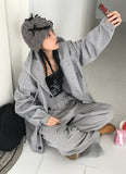BUTTON OVERSIZED HOODIE ZIP-UP