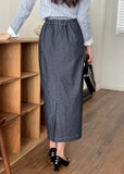 Perroche Stitch Denim Wrap Banding Skirt