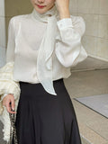Lumian Pearl Satin Tie Blouse