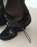 Adic Double Pocket Pintuck Cargo Two-Way Long Wide Jogger Pants