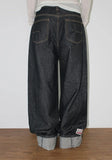 (NON-FADE) LABEL POINT ROLL-UP DENIM