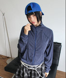 STRIPE HIGH NECK ZIP-UP