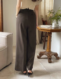 Cento Two-Pin Tuck Wide Straight Slacks