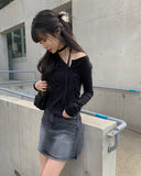 Dinto Muffler Unbalance Cardigan Set