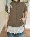 Elke Puff Crop Short Sleeve Wind Zip-Up