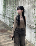 Hako Sand Washing Pintuck Wide Pants