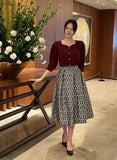 Elian Jacquard Pattern Flare Banding Skirt