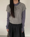 Trin Ribbon Rib Wool Round Short Sleeve Knit