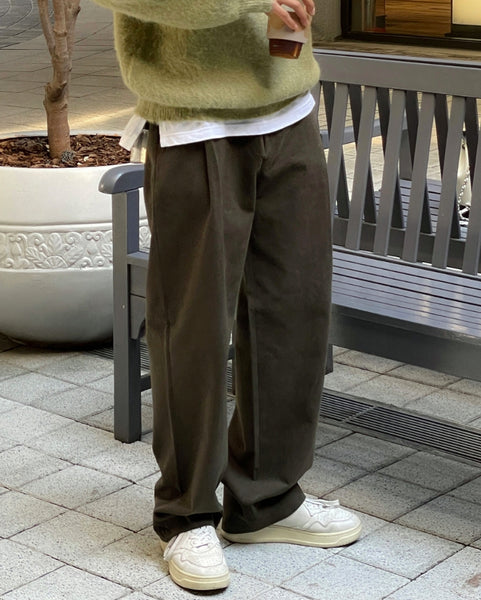 【MODERNIF】Ment One Tuck Cotton Wide Pants modernif (モダンイフ) - メントワンタックコットンワイドパンツ