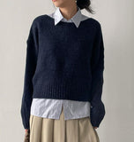 Alpaca Wool Boat Neck Crop Knit