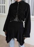 SHIRRING KARA ZIP UP