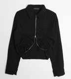 SHIRRING KARA ZIP UP