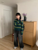 Enmode color stripe round cardigan
