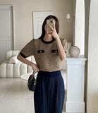 Demont Color Matching Tweed Puff Knit