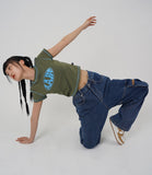 AK. LEATHER LABEL CARGO DENIM