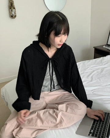 Hikota Summer Ribbon Hood Bolero Cardigan