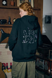 About Love CAT embroidery hood zip-up