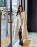Scone High Neck Shawl Collar Handmade Long Coat (Strap Set)