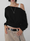 OFF-SHOULDER CROP SWEAT