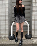 In-the-Low Belt Pleated Skirt Pants