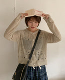 Tumilo Summer Openwork Punching Knit Cardigan