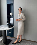 Coner Square Neck Tweed Jacket