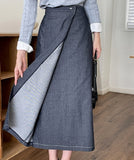 Perroche Stitch Denim Wrap Banding Skirt
