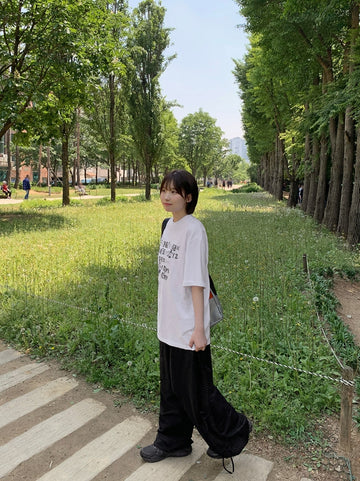 Wormed Dot Ribbon Banding Wide Pants