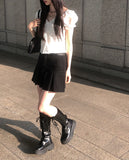 Perfume Shirring Off Short Sleeve Blouse