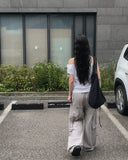 Daming One Shoulder Off Shirring Ribbon T-Shirt