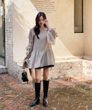 Charili Frill Long Blouse Knit Vest Two-Piece