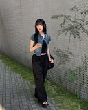 Horse Banding Strap Wide Pin Tuck Pants