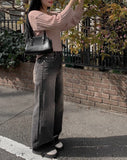 Cantor Black Blue Washing Wide Denim Pants