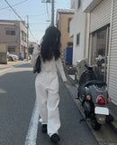 Snuggle White Cotton Wide Pants