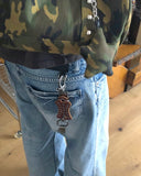 Band Camo Leopard Stud Baguette Shoulder Bag