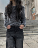 Eti Two Button Black Denim Wide Pants