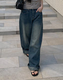 Corey washing denim wide pants