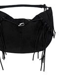 Suede Buckle Fringe Shoulder Bag