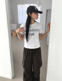 Adic Double Pocket Pintuck Cargo Two-Way Long Wide Jogger Pants