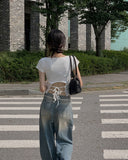 Slew Ribbon Back Silt Strap Short Sleeve T-Shirt