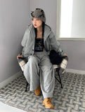 BUTTON OVERSIZED HOODIE ZIP-UP