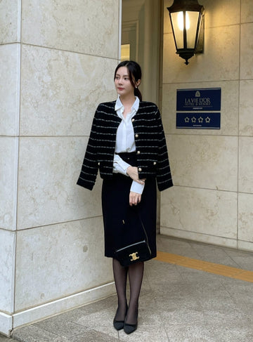 Erina Stripe Knit Jacket Cardigan