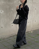 Feather Black Blue Wide Denim Pants
