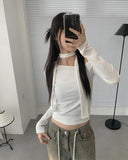 Irene one-shoulder muffler t-shirt set