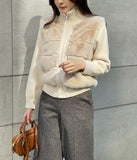 Sella High Neck Mink Fur Knit Zip-Up
