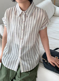 Yupun Summer Striped Short Sleeve Shirt
