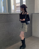 Awesome Choker Off Shoulder Ribbon Tee